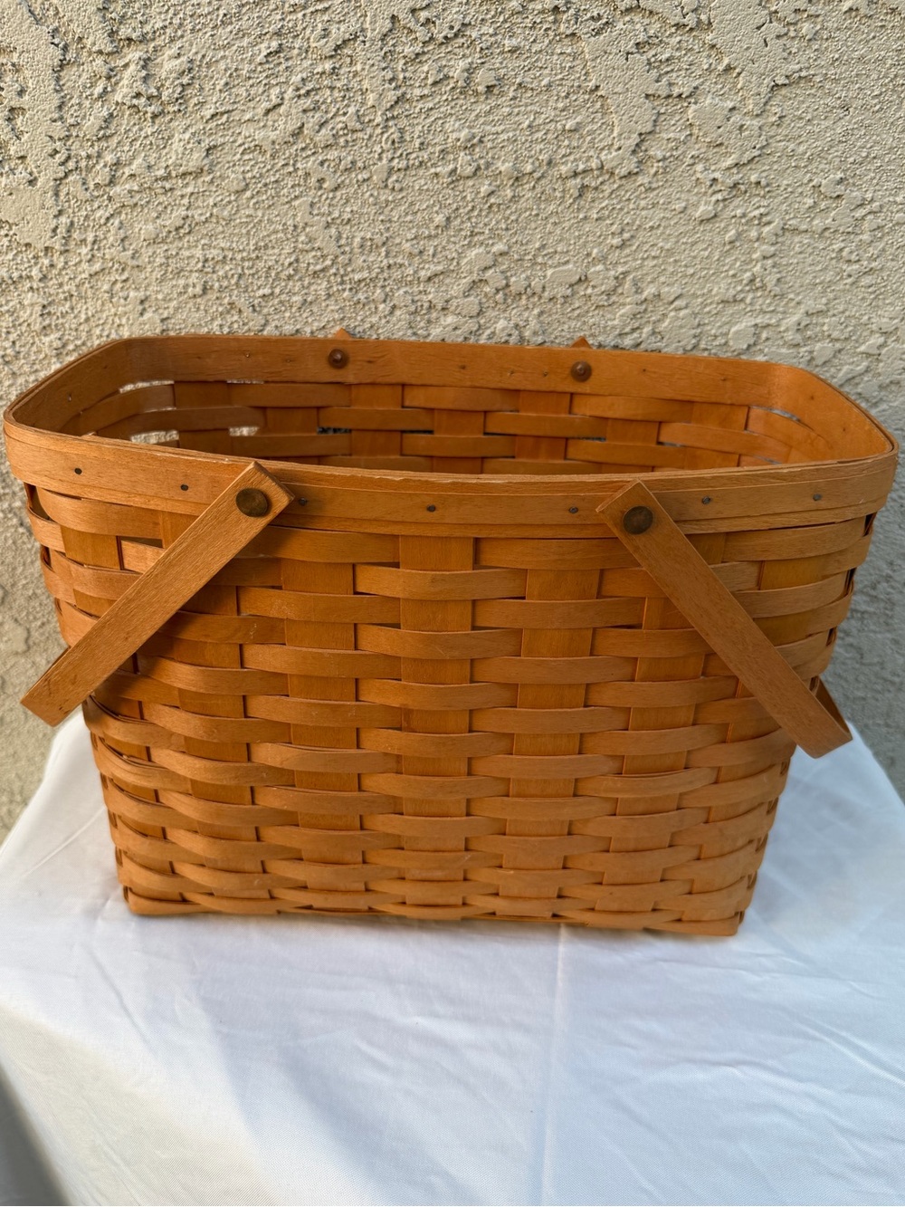 Longaberger Magazine Wood Basket with Swing Handles Large